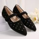 thumbnail image 4 of Negro Vestido Zapato Encajes de las Mujeres Más-Tamaño de Color Sólido Strass Punteado Pie Plana Mochilas, Zapatos de Corte Bajo Casual, 4 of 8