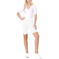 thumbnail image 4 of Women's High Waist Cotton Stretch Solid Casual Active Biker Short Pants, 4 of 5