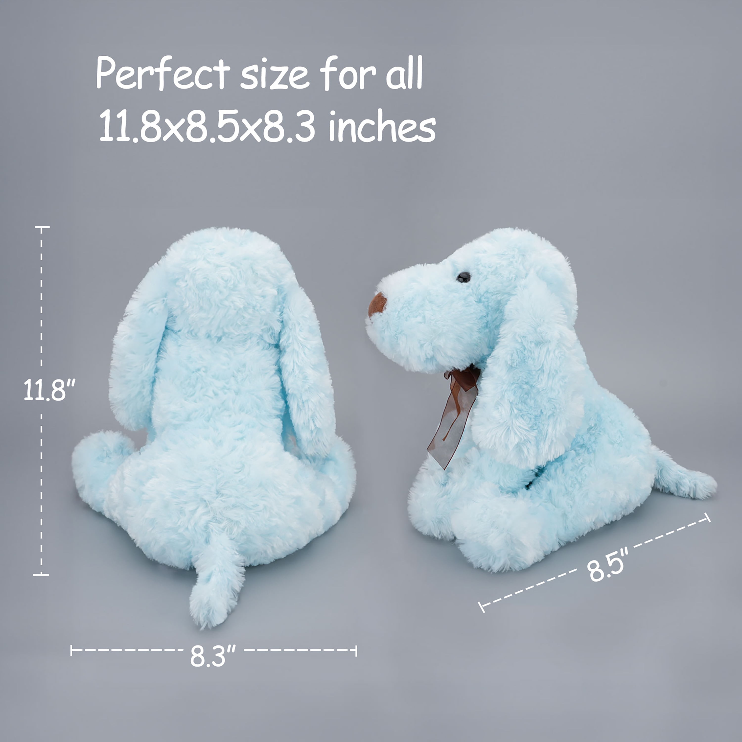 WEIGEDU Furry Poodle Puppy Dog Blue Stuffed Animal Plush Toys for Kids Boys Girls Birthday Bedtime Xmas Gift, 11.8 inches, Blue
