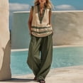 thumbnail image 2 of CIENVNSTG Two Piece Sets for Women Summer Sleeveless Ethnic Boho Striped Vest Loose Wide Leg Pants Vestidos Fashion Streetweeetwear Green L, 2 of 8