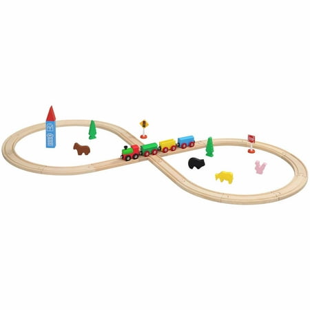 UPC: 0647069500524 | Maxim Wooden Figure 8 (32 Pieces) Play Train Set