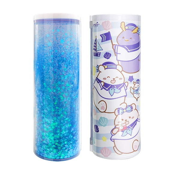 NBX Solar-Powered Multifunctional Pencil Case with Erasable Notepad, Mirror, and Calculator – Glittering Quicksand Design, Double Layer Storage, Magnetic Closure, ABS Material, Summer Sailor Theme