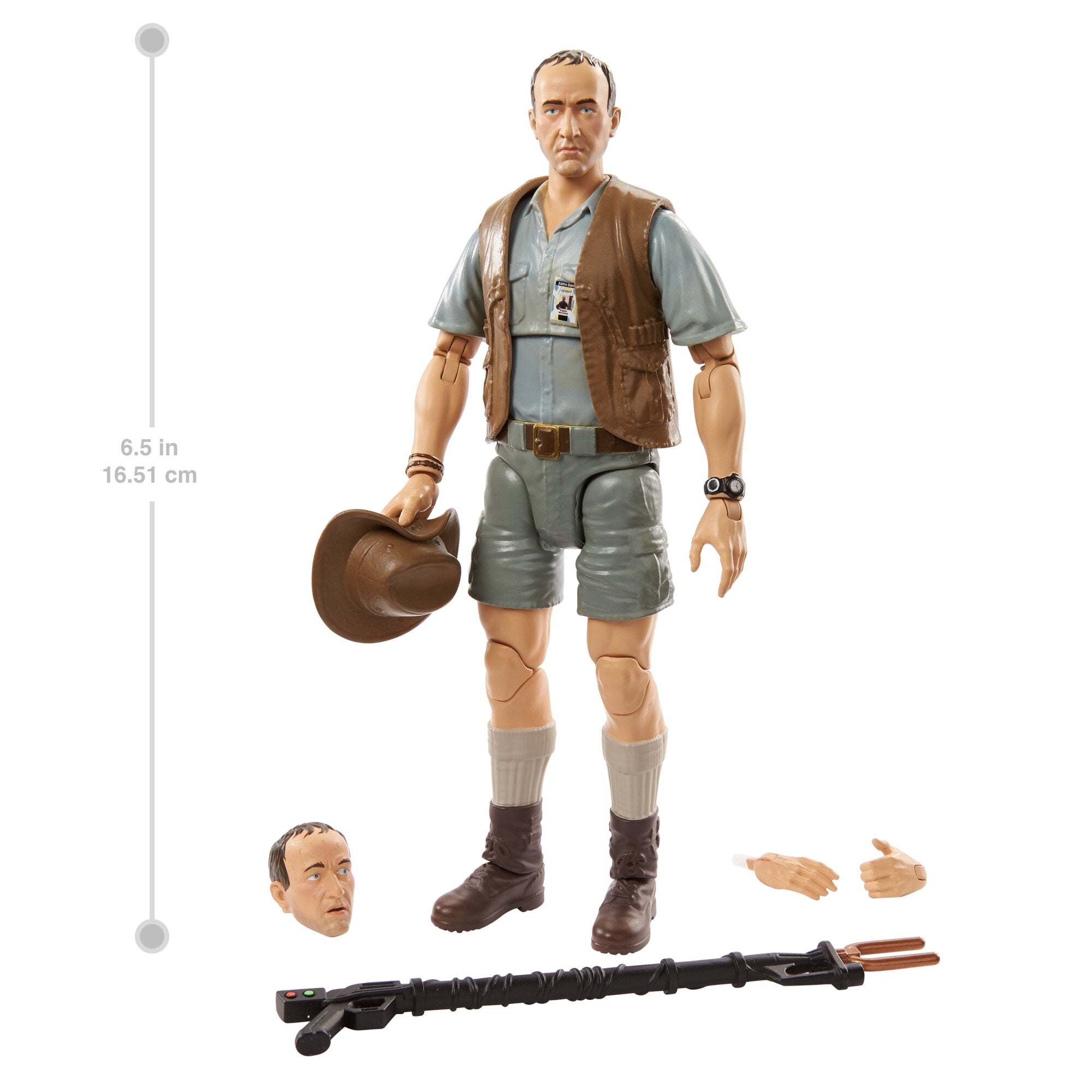 Collectible Gift for 8 Years Old & Up Swappable Hands & Head Jurassic World Toys Amber Collection Robert Muldoon 6-in/15.2-cm Action Figure Hat & Dino Shocker Accessories 