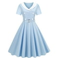 thumbnail image 3 of Women's Vintage Short Sleeve Dress Style 1950s Retro Rockabilly Belted Cocktail Swing Tea Party Dresses, 3 of 6