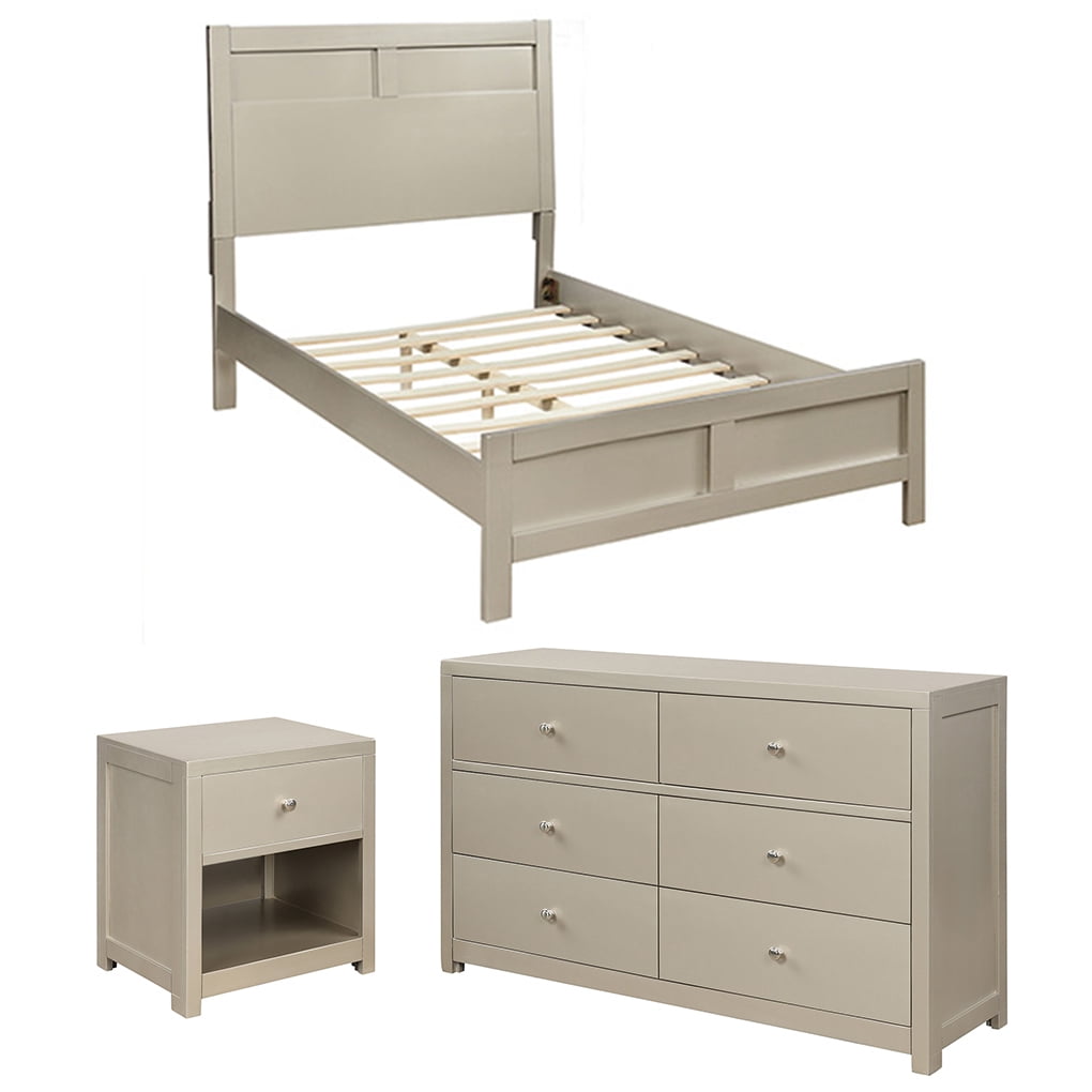 3 Pcs/set Modern Twin Bedroom Set Wooden Twin Bed Nightstand Storage