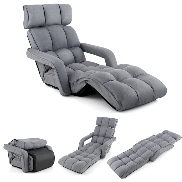 Costway 6-Position Adjustable Floor Chair for Adults Foldable Lazy Sofa for Living Room