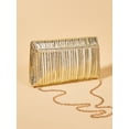 thumbnail image 1 of Bolsos de mano para mujer – Bolso de noche con solapa plisada dorada para fiesta formal, cóctel, baile de graduación, bolsos de boda, 1 of 5