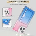 thumbnail image 3 of Allytechgroup Stylish Phone Case for Apple iPhone 16, Gradient Color Back Cover with Card Holder Anti-Scratch Protection TPU Slim Fit Rugged Wallet Case for iPhone 16, Pink+Blue, 3 of 7