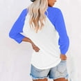 thumbnail image 5 of Ayolanni 3/4 Sleeve Woman Tops V-Neck Blue Solid Raglan Blouses Ladies Tops Clearance under $10 L, 5 of 7