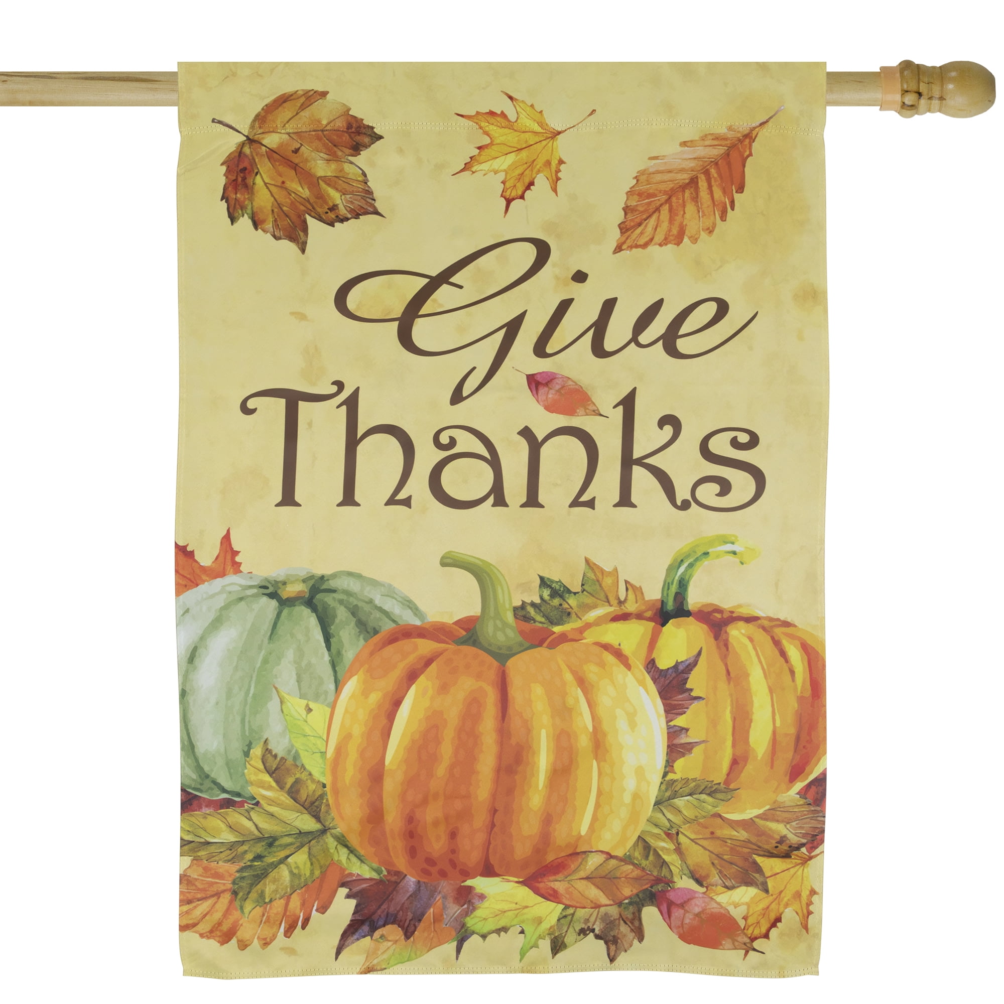 Give Thanks Autumn Harvest Outdoor House Flag 28" x 40"