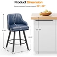 thumbnail image 3 of VINGLI 26" H Swivel Barstools Set of 2, PU Leather Upholstered Counter Stool with Back, Kitchen High Chairs Counter Height Bar stools with Cushion, Solid Wood Legs, Black, 3 of 14