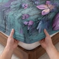thumbnail image 3 of Twin XL Size Fitted Sheet Set - Purple Floral 2 Piece Bedding Sets 16" Deep Pocket Fitted Sheet with 1 Pillowcases, Vintage Cracked Wall Country Rustic Brushed Microfiber Hotel Luxury Bed Sheets, 3 of 9