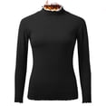 thumbnail image 5 of Youmylove Winter Women Crew Neck Lined Thermal Underwear Slim Warm Base Layers Long Sleeve Shirts Patchwork Top Warm Base Layers, 5 of 6