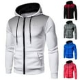 thumbnail image 2 of kpoplk Men's Track Jackets Lightweight Full-Zip Fashion Hoodie Work Casual Active Sweatshirt Jacket Midweight Coat White,3XL, 2 of 5