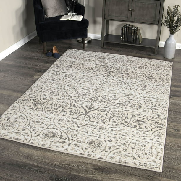 Berkeley Contemporary 8x10 Area Rug in Cream/Grey