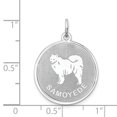 thumbnail image 3 of White Sterling Silver Charm Pendant 26 mm 19 Rhodium-Plated Samoyed Disc, 3 of 4