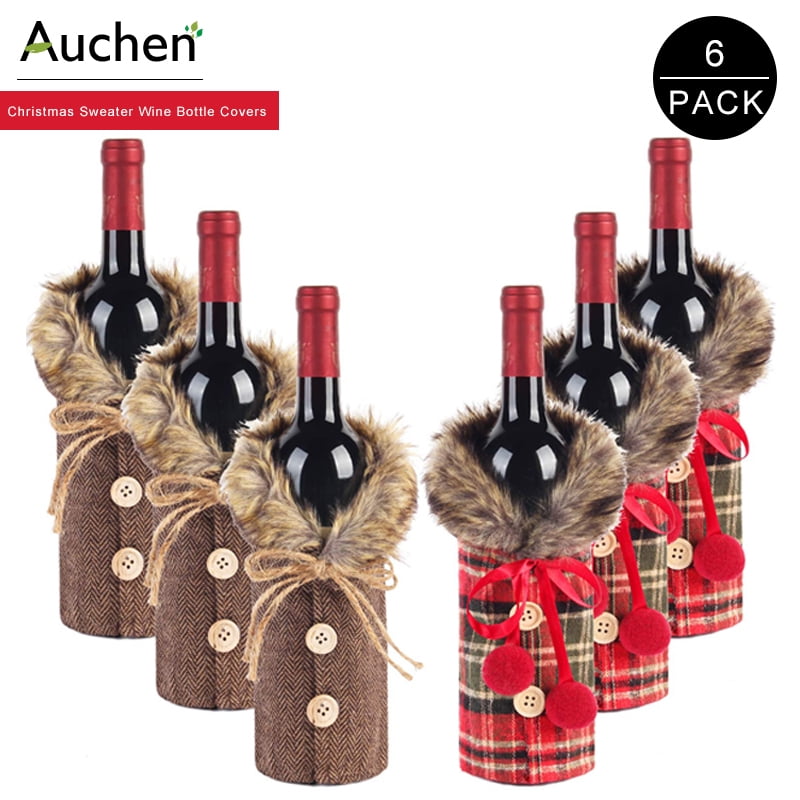 Cheers Set of 3 Xmas Festive Holiday Designed Wine Bottle Covers Each With Additional Gift Bag Christmas Wine Sox Bottle Cover and Gift Bags 