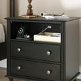 thumbnail image 4 of Set of 2 - 26" Tall Black Nightstand with Charging Station, 2 Drawer Modern Transitional Bedside Table with USB Ports, Outlets, Cable Hole & Open Shelf for Bedroom or Living Room, 4 of 9
