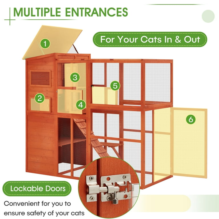 YODOLLA 70'' H Large Wooden Catio for Indoor/Outdoor, Walk