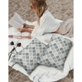 thumbnail image 4 of Moroccan Geometric Quatrefoil Plaid Outdoor Pillow Covers Waterproof Throw Pillow Cover 20x12 Set of 2,Decorative Pillowcases Cushion Case for Patio Sofa Couch,Blue Grey Tile Lattice on Linen, 4 of 7