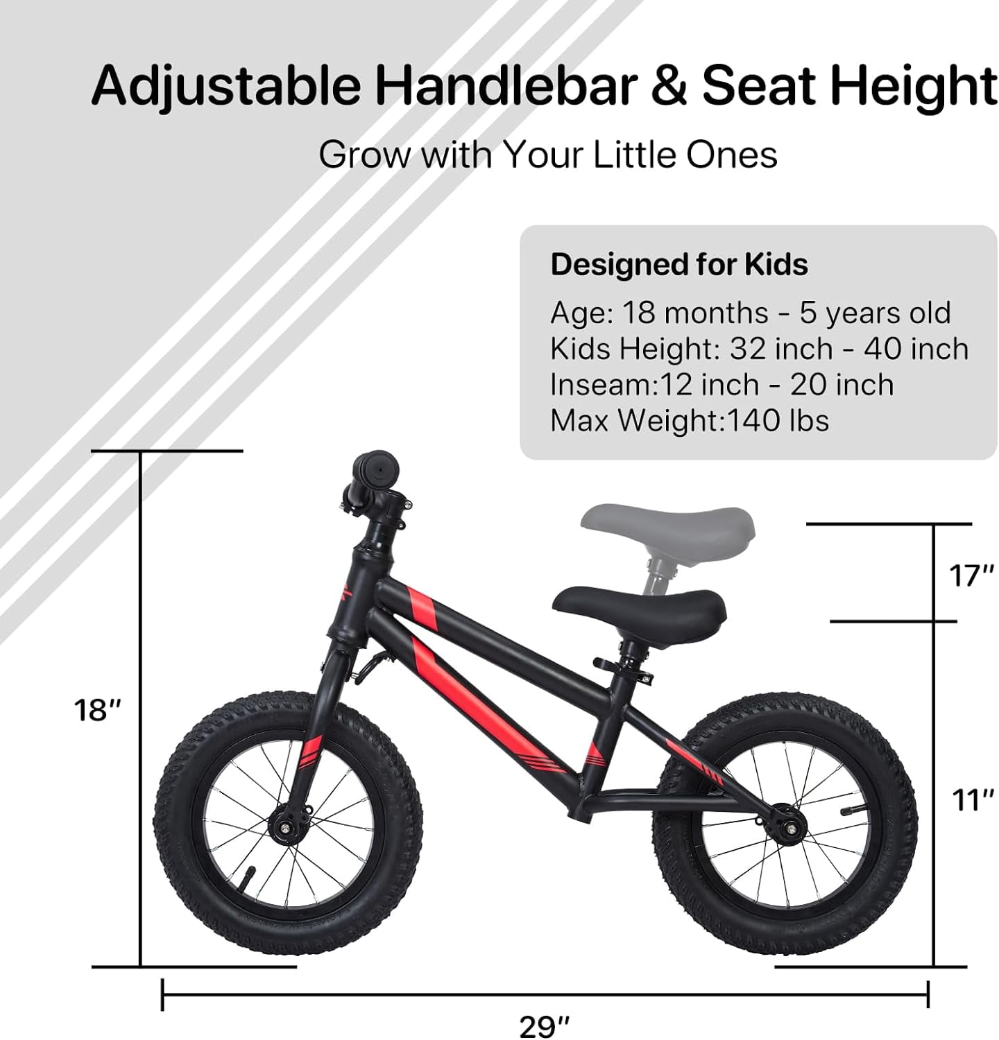 12 Inch Toddler Balance Bike No Pedal Training Bicycle with Adjustable Seat Height for Kids 18 Months to 6 Years Old Boys and Girls Easy Assembly and Adjustments Toddler Bike Walmart
