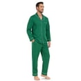 thumbnail image 2 of EA'S SECRET Men's Pajama Set 100% Cotton Soft Long Sleeve Pajamas Lounge Pjs Button-Down Notch Collor Sleep Sets Lightweight Pj Cozy Sleepwear(Green,S), 2 of 7