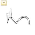 thumbnail image 1 of Nose Screw Rings With Lightning Bolt Top 14K solid gold 20G fit nose piercings, 1 of 5