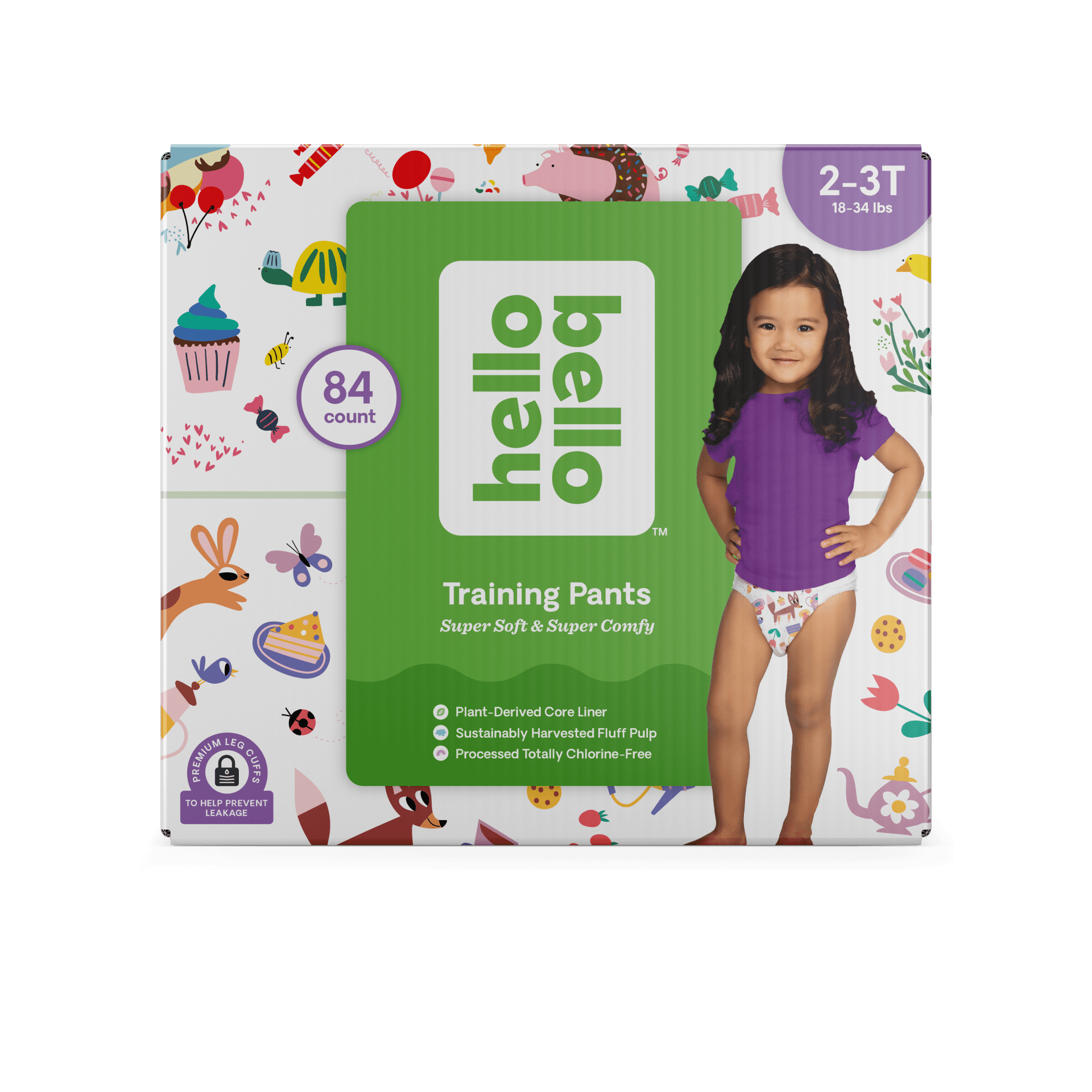 Hello Bello Training Pants I Plant Based and Flexible Potty Training Disposable Diapers for Babies and Toddlers I Sugar Rush & Tea Time I Size Medium (2T-3T) I 84 Count