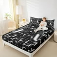 thumbnail image 4 of Manfei Game Console Queen Sheet Sets,Gamer Gaming Flat Sheet,Silver Black Checkered Queen Fitted Sheet,Breathable Bedroom Decorative,4-Piece, 4 of 7