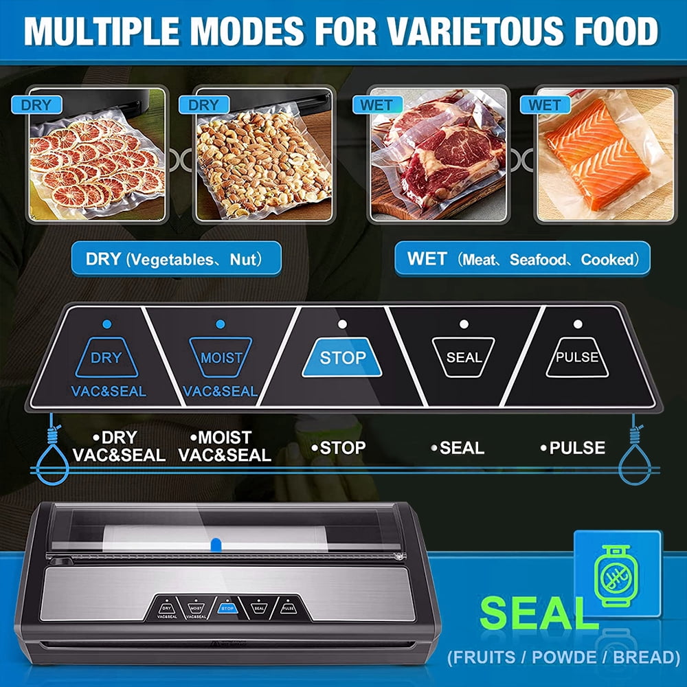 Vacuum Sealer Machine, 80Kpa Automatic Food Sealer with Multiple Modes,Built-in Cutter,2 Rolls of Vacuum Seal Bags Included