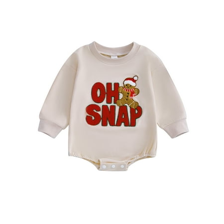 

Hirigin Baby Christmas Romper Letter Embroidery Long Sleeve Jumpsuit