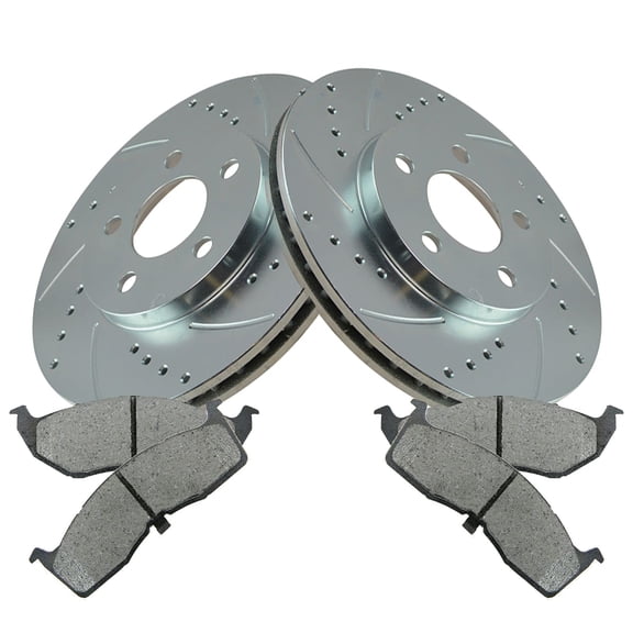 TRQ Front Performance Brake Pad & Rotor Kit Brake Pads Brake Rotors Set Semi-Metallic Premium G-Coated Fits Select 2000-2005 Dodge Neon 2000-2001 Plymouth