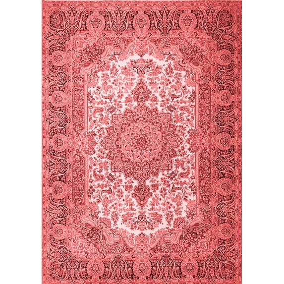 Ahgly Company Indoor Rectangle Medallion Red Traditional Area Rugs, 5' x 8'