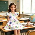 thumbnail image 2 of jiaxiM Toddler Girls Back to School Print Dresses Pencil Ruffle Sleeve Crewneck Funny Corlorable School Outfits, 2 of 7