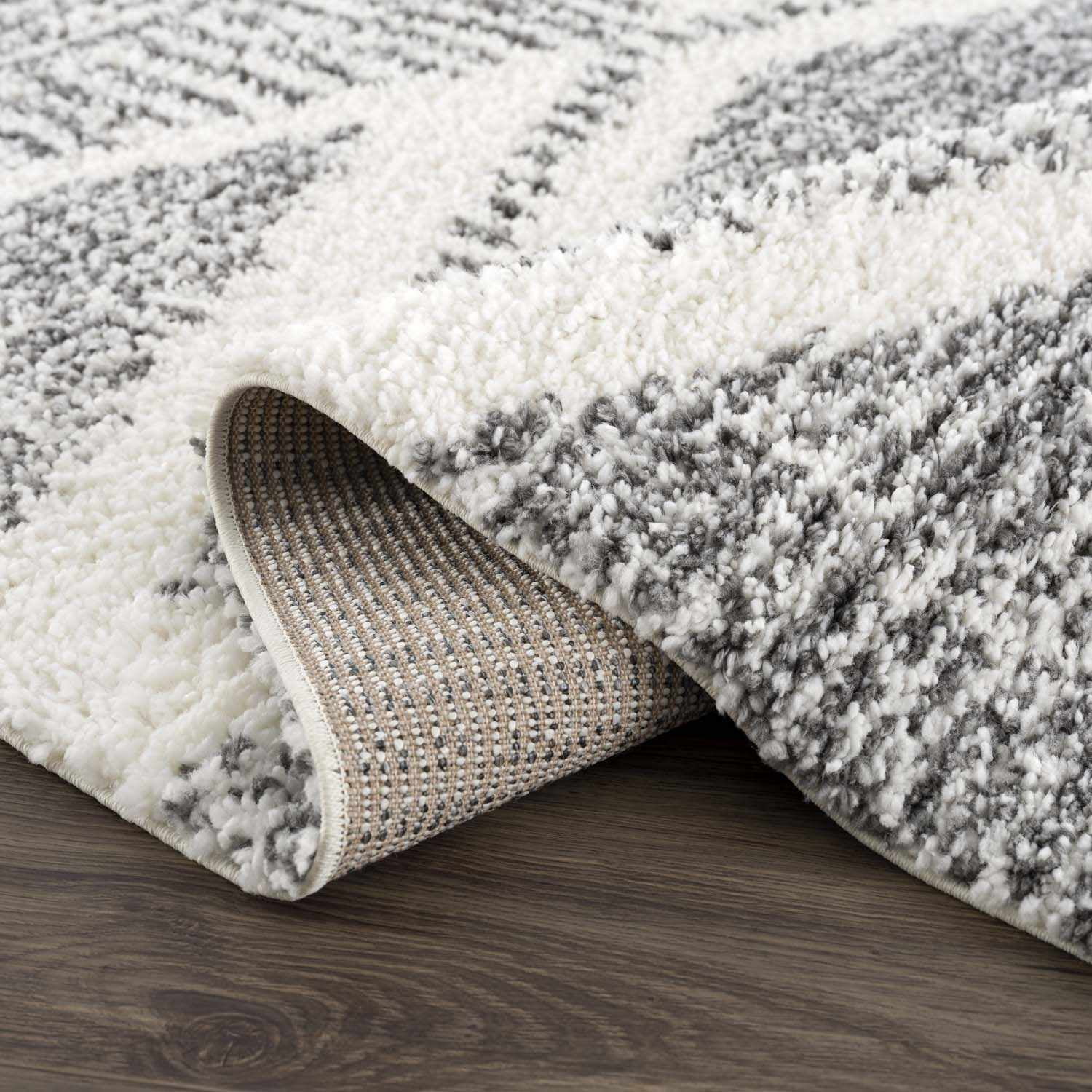 Hauteloom Atlas Moroccan Farmhouse Door Mat Shaggy Small Area Rug - Bohemian Shag Rug - Plush High Pile - Southwestern Boho Soft Carpet - Black, Cream, Grey, Beige - 2" x 3'