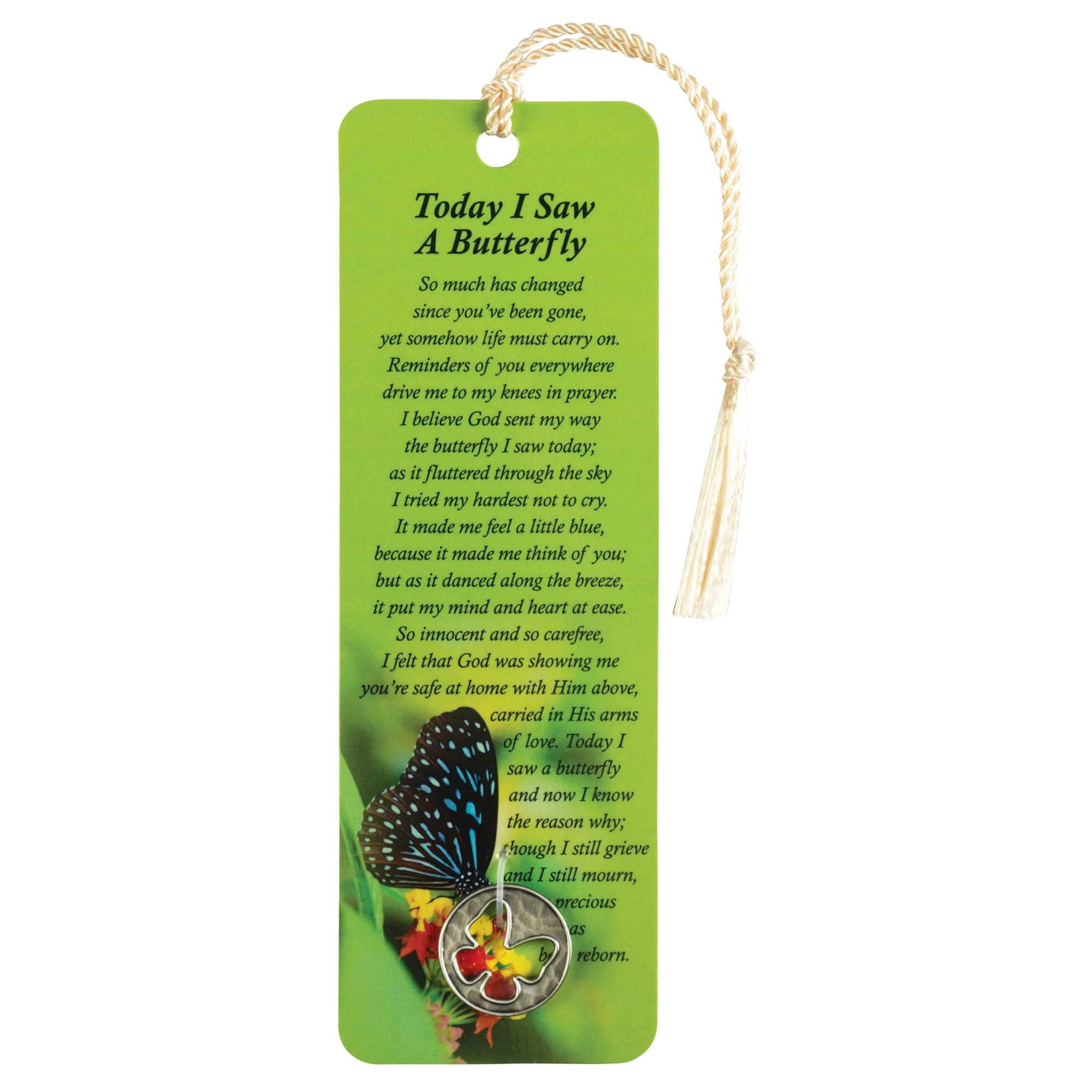 Dicksons Today I Saw A Butterfly Lime Green 6 inch Paper Tussled Bookmark with Coin Pack of 15