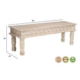 thumbnail image 5 of Taran Designs Milton 58" Carved Solid Wood Dining Bench in White, 5 of 5