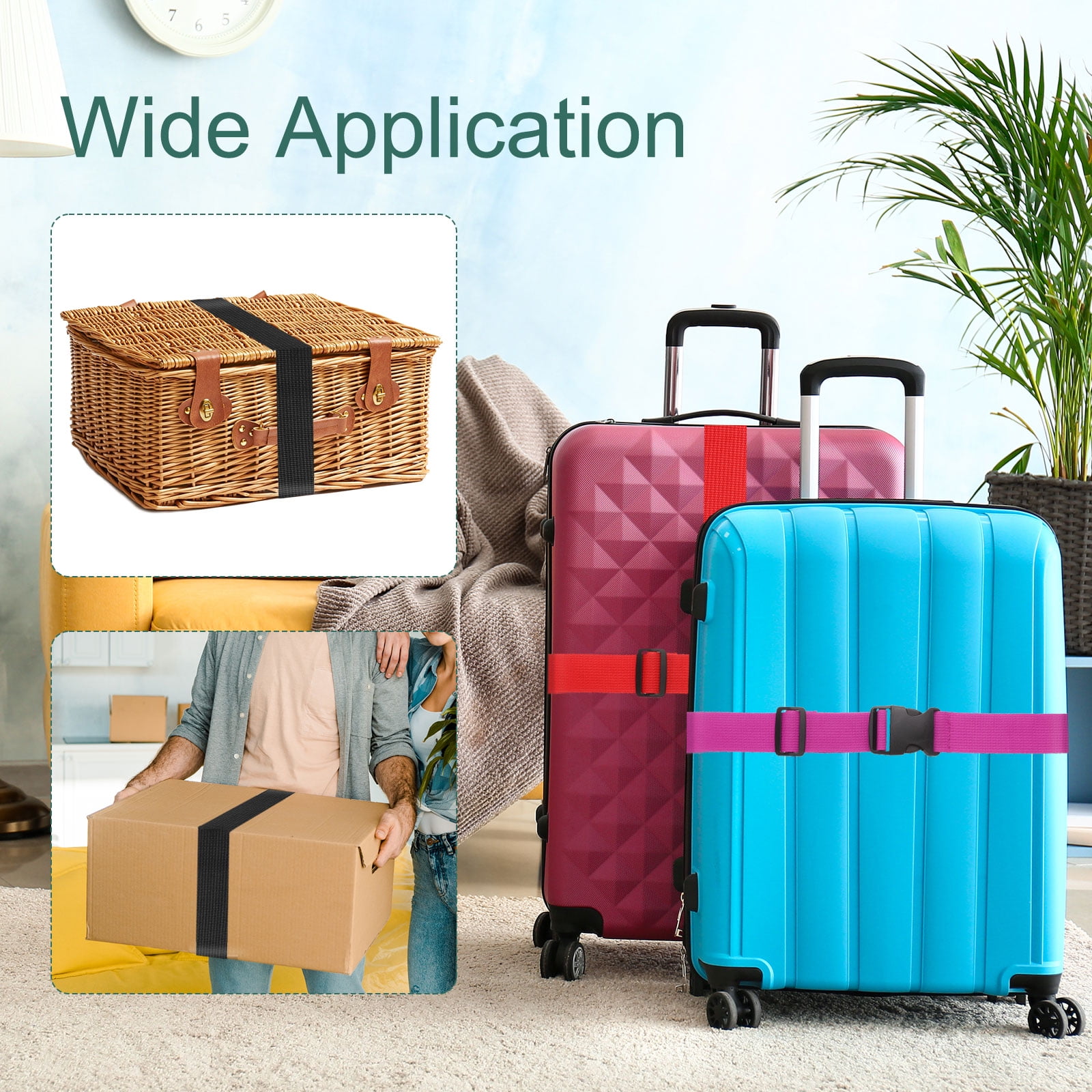 Unique Bargains Adjustable Luggage Straps Suitcases Travel Bag Connector White