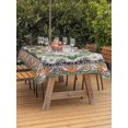thumbnail image 3 of Outdoor Table Cloth with Umbrella Hole and Zipper, Green Boho Waterproof Rectangle Tablecloth 60"x102", Ethnic Geometric Middle Century Art Washable Table Cover for Outside Party Patio Picnic, 3 of 8