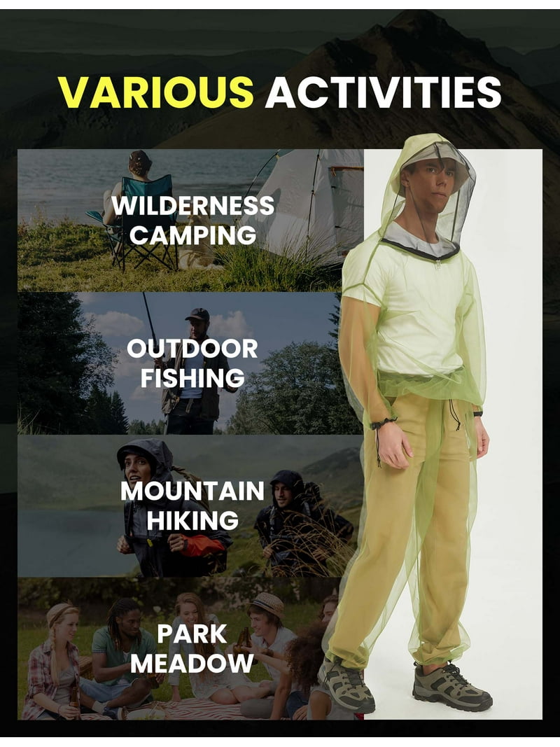 HENNCHEE 2Sets Mosquito Suits for Adults, Mesh Net Bug Jacket Pant