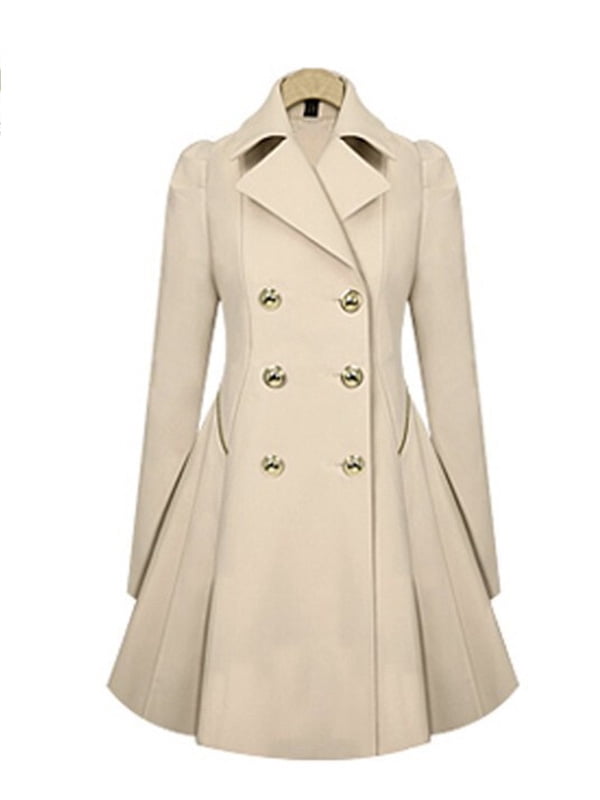 DYMADE Women Ladies Lapel Windbreaker Long Spring Parka Coat Trench Outwear Jacket by DYMADE