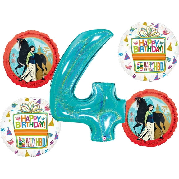 Mulan 4th Birthday Balloon Bouquet Party Supplies Decoration