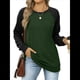 thumbnail image 2 of Sudadera Ligera de Larga con Cuello Redondo y Diseño Raglán con Bloques de Color para Mujer Verde Oscuro XL, 2 of 10