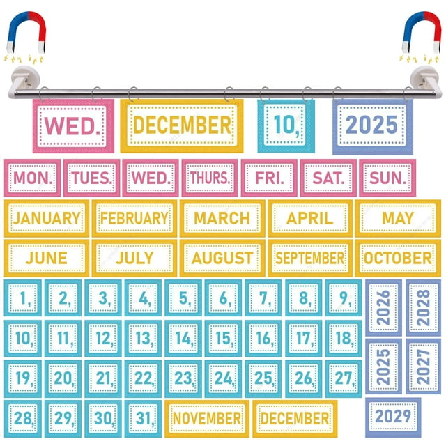 Juego de 55 tarjetas con barra magnética Flip Calendar YYST, 98 cm