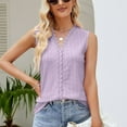 thumbnail image 4 of Timegard Eyelet Tank Tops for Women Lace V Neck Sleeveless Tops Dressy Casual Loose Tops Summer Travel, 4 of 7
