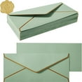 thumbnail image 4 of 1 Pack #10 Business Envelopes with Gold Border, Self Seal Standard Envelopes for Office, Checks, Letter Mailing, Invoices, 9.5 x4 Inches (Light Green), 4 of 5