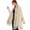 thumbnail image 1 of Suéter informal abrigo de longitud media a prueba de frío suave mujer invierno cuello de felpa capa larga, 1 of 5
