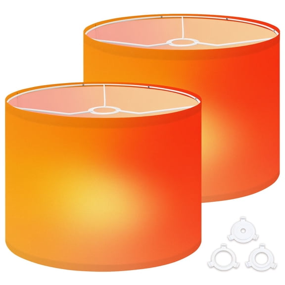 Lamp Shades Set of 2 Easy Assembly Abstract Yellow Orange Red Color Defocused Spotlight Drum Lampshades for Table Lamps Floor Lamps Pendant Light 13"x13"x10" Replacement Lamp Shade