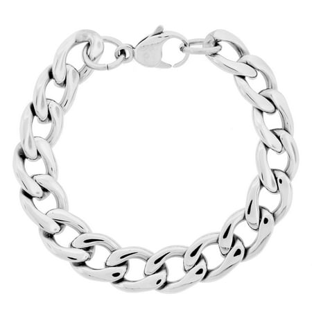 BIG Jewelry Co Stainless Steel Men's 9-inch Thick Curb Chain Bracelet