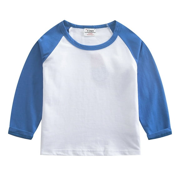 Hessimy Boys and Girls Toddler Long Sleeve T-Shirt Cotton Crewneck Casual Shirts Kids Fashion Graphic Tops(Blue,12-18 Months)